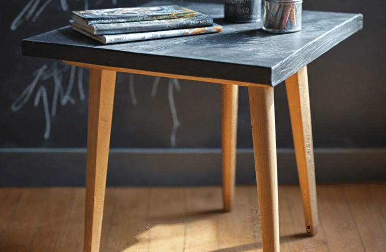 Kredkowe nóżki i kredowy blat – stolik DIY z farbą tablicową