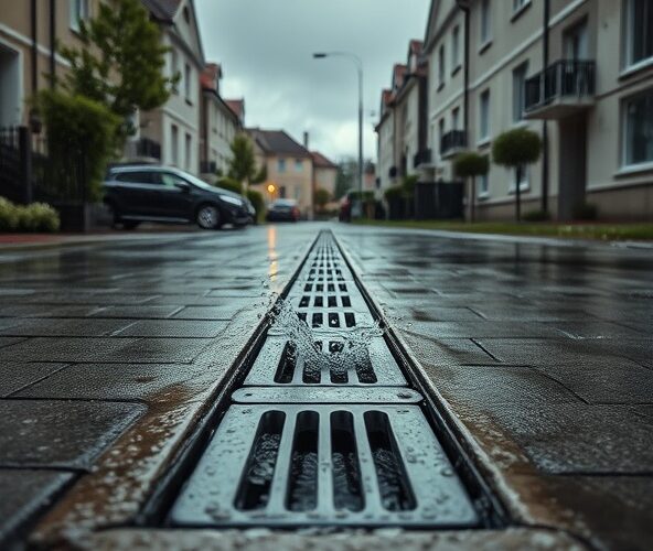 Czy odwodnienie liniowe ACO na podjeździe w Szczecinie ochroni garaż przed zalaniem przy ulewnych deszczach?
